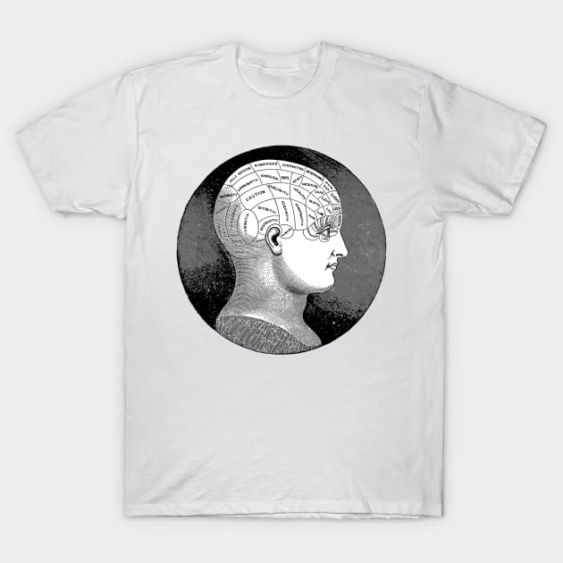 Vintage Phrenology Head Illustration T-Shirt by DankFutura